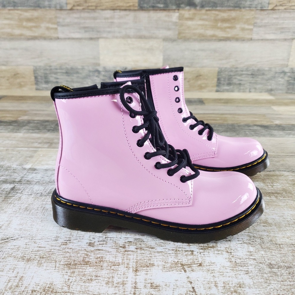 Dr. Martens 1460 J Girl Boot Sz 4 Pale Pink Patent Lamper Leather Air-Cushioned